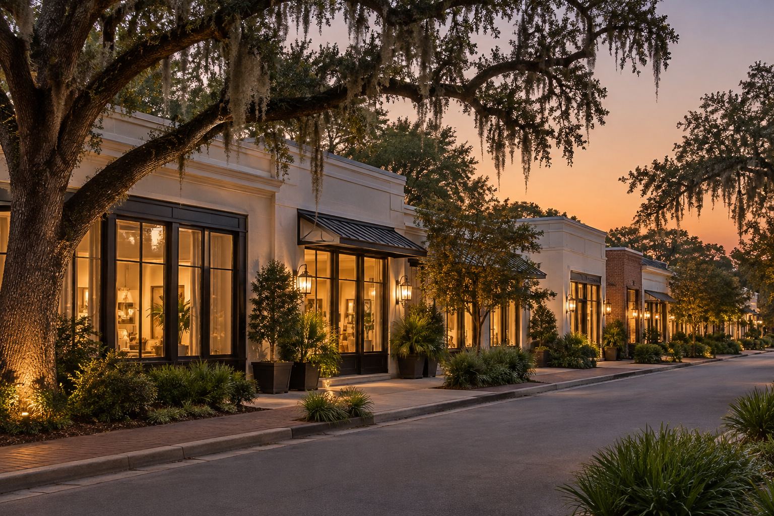 A South Carolina commercial corridor building, illustrative
