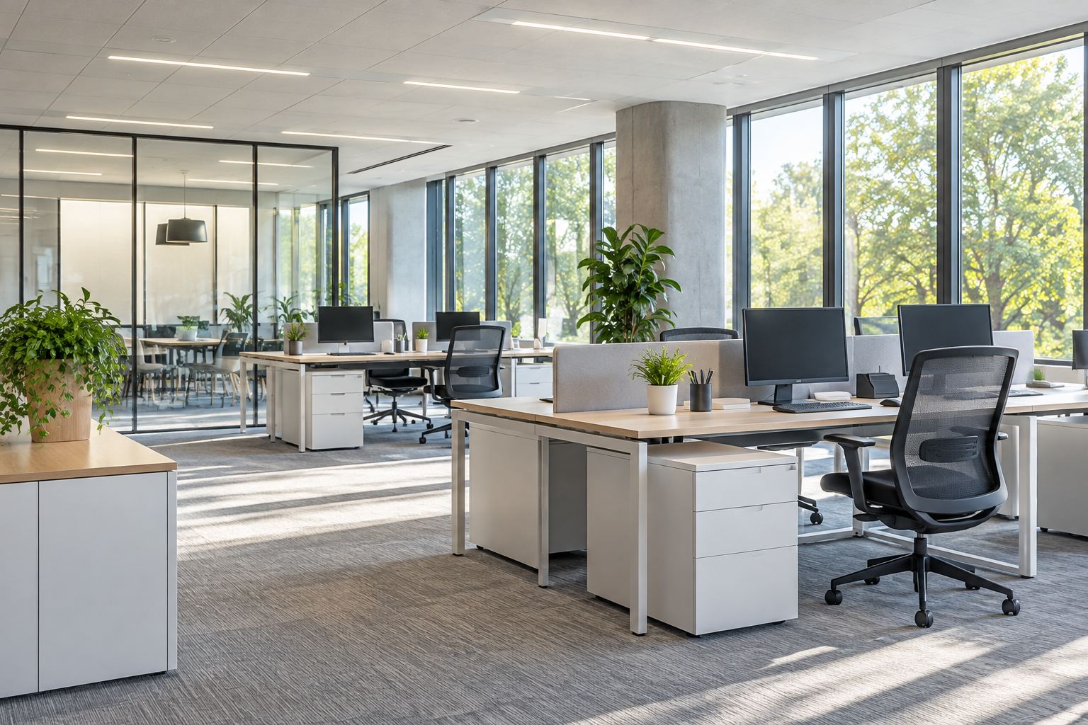 A bright commercial interior, illustrative